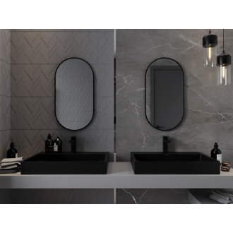 Mexen Loft oválne kúpeľňové zrkadlo 75 x 40 cm, čierny rám - 9851-075-040-000-70