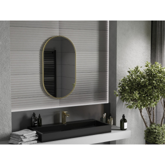 Mexen Loft oválne kúpeľňové zrkadlo 85 x 50 cm, zlatý rám - 9851-085-050-000-50