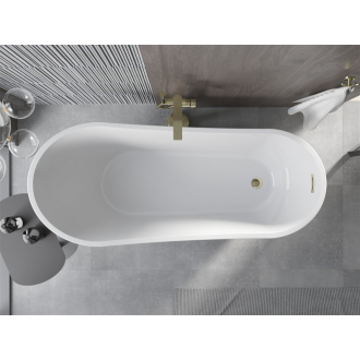 Mexen Alta voľne stojaca vaňa 170 x 75 cm, biela/čierna, zlatý prepad - 52141707575-G