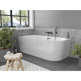 Mexen Mia voľne stojaca rohová vaňa ľavá 170 x 80 cm, biela, čierny prepad - 52691708000L-B