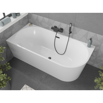 Mexen Mia voľne stojaca rohová vaňa ľavá 170 x 80 cm, biela, čierny prepad - 52691708000L-B