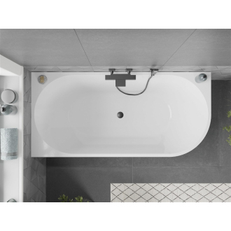 Mexen Mia voľne stojaca rohová vaňa ľavá 170 x 80 cm, biela, čierny prepad - 52691708000L-B