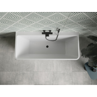 Mexen VOLTA vaňa voľne stojaca 170x75x58 cm, biela a čierna, prepad čierny 51131707575-B