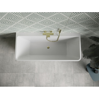 Mexen VOLTA vaňa voľne stojaca 170x75x58 cm, biela a čierna, zlatý prepad 51131707575-G
