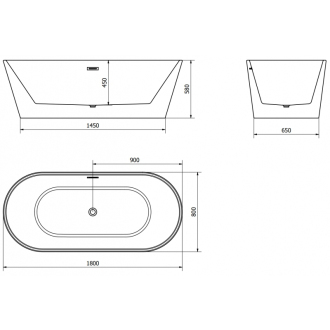 Mexen LUNA vaňa voľne stojaca 180x80x58 cm, biela, prepad chróm 52031808000