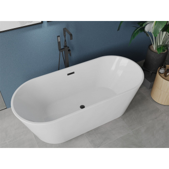 Mexen LUNA vaňa voľne stojaca 180x80x58 cm, biela, čierny prepad 52031808000-B