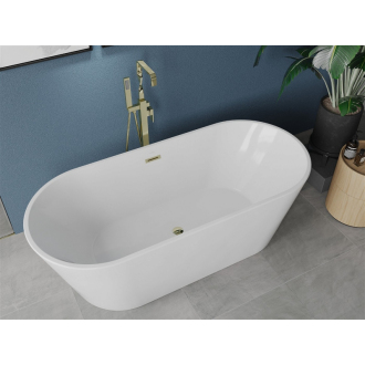 Mexen LUNA vaňa voľne stojaca 180x80x58 cm, biela, zlatý prepad 52031808000-G