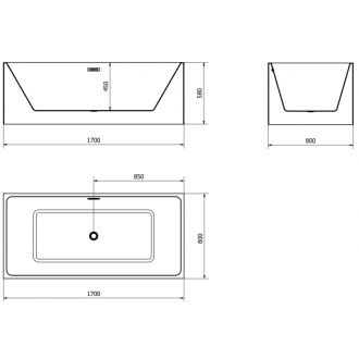 Mexen NITA voľne stojaca vaňa 170x80x58 cm, biela, čierny prepad 52091708000-B