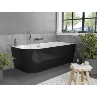 Mexen Mia rohová vaňa voľne stojaca pravá 170 x 80 cm, biela/čierna, prepad chróm - 52691708075P