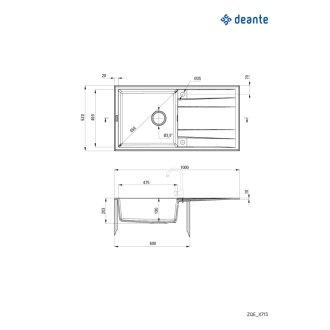 Deante ERIDAN Granitový drez s odkvapom, alabaster ZQE_A713