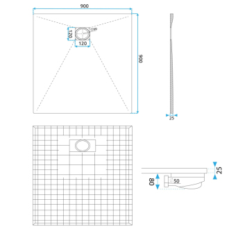 REA Magnum sprchová vanička, biela 90x90 REA-K3338