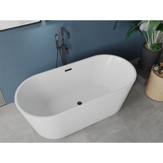 Mexen LUNA vaňa voľne stojaca 150x75x58 cm, biela, čierny prepad 52031507500-B