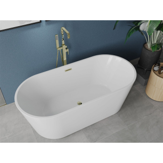 Mexen LUNA vaňa voľne stojaca 150x75x58 cm, biela, zlatý prepad 52031507500-G