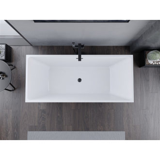 Mexen Masívna vaňa voľne stojaca 170 x 75 cm, biela, čierny prepad - 52121707500-B