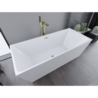 Mexen Masívna voľne stojaca vaňa 170 x 75 cm, biela, zlatý prepad - 52121707500-G