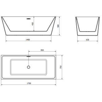 Mexen Masívna voľne stojaca vaňa 170 x 75 cm, biela, zlatý prepad - 52121707500-G