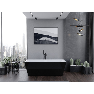 Mexen Masívna vaňa voľne stojaca 170 x 75 cm, biela/čierna, čierny prepad - 52121707575-B