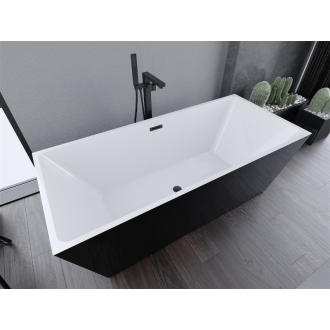 Mexen Masívna vaňa voľne stojaca 170 x 75 cm, biela/čierna, čierny prepad - 52121707575-B