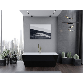 Mexen Masívna vaňa voľne stojaca 170 x 75 cm, biela/čierna, zlatý prepad - 52121707575-G