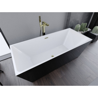 Mexen Masívna vaňa voľne stojaca 170 x 75 cm, biela/čierna, zlatý prepad - 52121707575-G