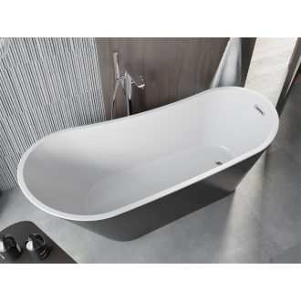 Mexen Alta voľne stojaca vaňa 170 x 75 cm, biela/čierna, prepad chróm - 52141707575