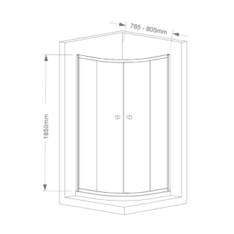 ARLETA štvrťkruhová sprchová zástena 800x800mm, číre sklo HLS800Y