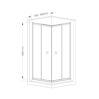 AGGA štvorcová sprchová zástena 800x800mm, číre sklo HLF808Y