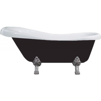 Mexen Retro voľne stojaca vaňa 150 x 73 cm biele/čierne chrómové nohy - 53251507375-00