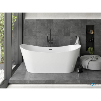 Mexen MONTANA voľne stojaca vaňa 180x80x72 cm, biela, čierny prepad 52011808000-B