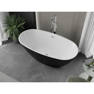 Mexen ERIS vaňa voľne stojaca 155x80x58 cm, biela a čierna, prepad chróm 53441558075