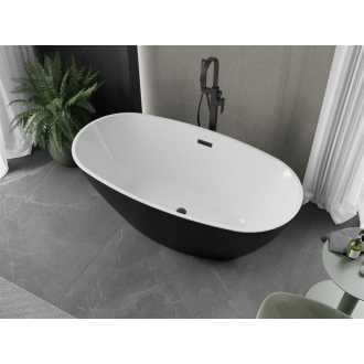 Mexen ERIS vaňa voľne stojaca 155x80x58 cm, biela a čierna, prepad čierny 53441558075-B