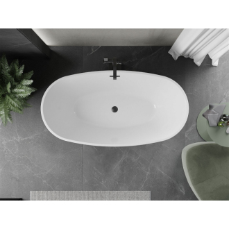 Mexen ERIS vaňa voľne stojaca 155x80x58 cm, biela a čierna, prepad čierny 53441558075-B