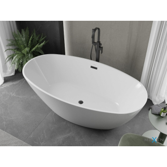 Mexen ERIS vaňa voľne stojaca 180x95x58 cm, biela, čierny prepad 53441809500-B
