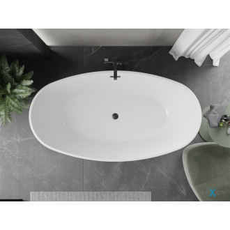 Mexen ERIS vaňa voľne stojaca 180x95x58 cm, biela, čierny prepad 53441809500-B