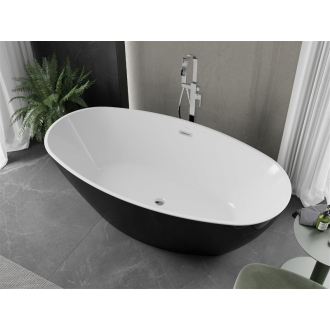 Mexen ERIS vaňa voľne stojaca 180x95x58 cm, biela a čierna, prepad chróm 53441809575