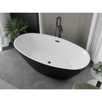 Mexen ERIS vaňa voľne stojaca 180x95x58 cm, biela a čierna, prepad čierny 53441809575-B