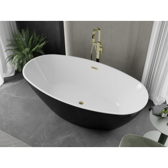 Mexen ERIS vaňa voľne stojaca 180x95x58 cm, biela a čierna, zlatý prepad 53441809575-G