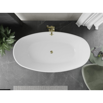 Mexen ERIS vaňa voľne stojaca 180x95x58 cm, biela a čierna, zlatý prepad 53441809575-G