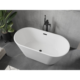 Mexen FLAVIA vaňa voľne stojaca 150x75x58 cm, biela, čierny prepad 54031507500-B