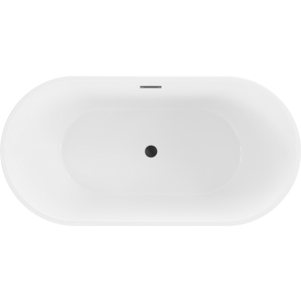 Mexen FLAVIA vaňa voľne stojaca 150x75x58 cm, biela, čierny prepad 54031507500-B
