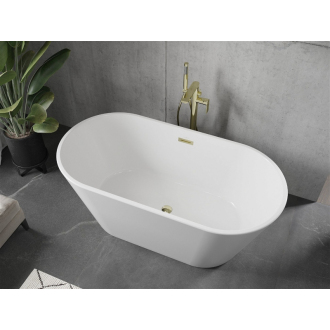 Mexen FLAVIA vaňa voľne stojaca 150x75x58 cm, biela, zlatý prepad 54031507500-G
