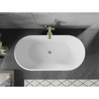 Mexen FLAVIA vaňa voľne stojaca 150x75x58 cm, biela, zlatý prepad 54031507500-G