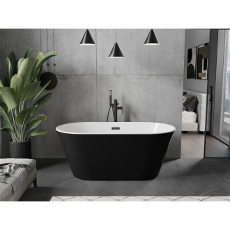 Mexen FLAVIA vaňa voľne stojaca 150x75x58 cm, biela a čierna, prepad čierny 54031507575-B