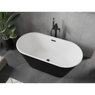 Mexen FLAVIA vaňa voľne stojaca 150x75x58 cm, biela a čierna, prepad čierny 54031507575-B