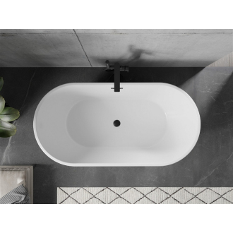 Mexen FLAVIA vaňa voľne stojaca 150x75x58 cm, biela a čierna, prepad čierny 54031507575-B