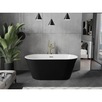 Mexen FLAVIA vaňa voľne stojaca 150x75x58 cm, biela a čierna, zlatý prepad 54031507575-G