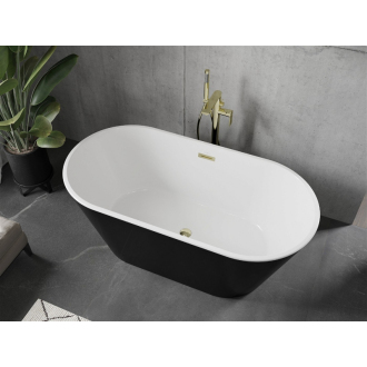 Mexen FLAVIA vaňa voľne stojaca 150x75x58 cm, biela a čierna, zlatý prepad 54031507575-G