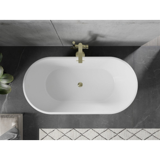 Mexen FLAVIA vaňa voľne stojaca 150x75x58 cm, biela a čierna, zlatý prepad 54031507575-G