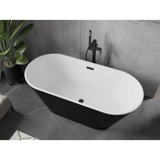 Mexen FLAVIA vaňa voľne stojaca 160x80x58 cm, biela a čierna, prepad čierny 54031608075-B