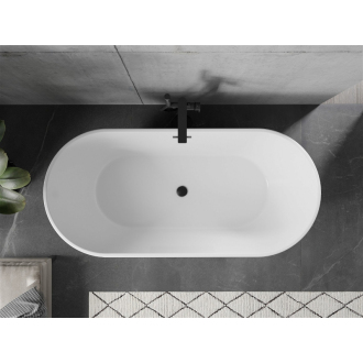 Mexen FLAVIA vaňa voľne stojaca 160x80x58 cm, biela a čierna, prepad čierny 54031608075-B